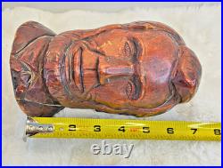 Vintage Hand Carved Wood Abraham Lincoln Bust Signed DK Folk Art Sculpture