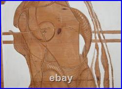 Vintage Hand Carved Wood Abstract Modernist Wall Hanging Art Work