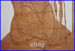 Vintage Hand Carved Wood Abstract Modernist Wall Hanging Art Work