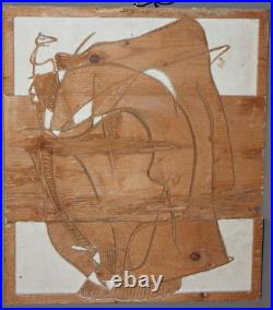 Vintage Hand Carved Wood Abstract Wall Hanging Art Work