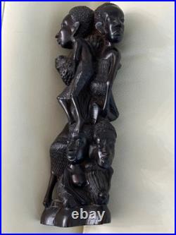 Vintage Hand Carved Wood African Family Totem 13 Tall Excellent Heavy-carving