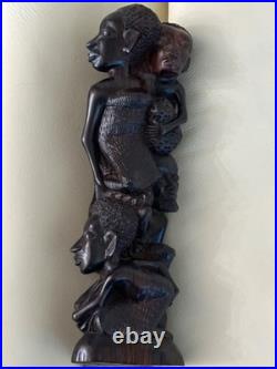 Vintage Hand Carved Wood African Family Totem 13 Tall Excellent Heavy-carving