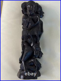 Vintage Hand Carved Wood African Family Totem 13 Tall Excellent Heavy-carving