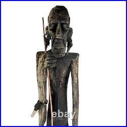 Vintage Hand Carved Wood African Sculpture Figurine Tribal Art 47 Tall