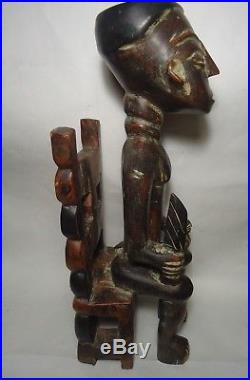 Vintage Hand Carved Wood African Sculpture Statue Man