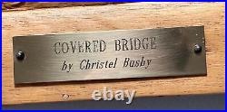 Vintage Hand Carved Wood Art -Covered Bridge High Relief Sculpture Board -Signed