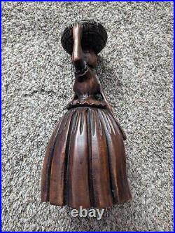 Vintage Hand Carved Wood Art Hand Sculpture Woman Basket