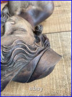 Vintage Hand Carved Wood Asian African Tribe Woman Statue Sculpture Home Decor