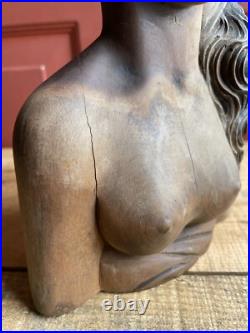 Vintage Hand Carved Wood Asian African Tribe Woman Statue Sculpture Home Decor