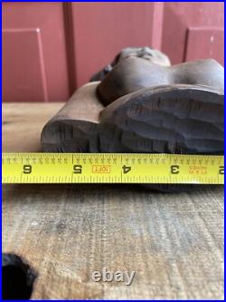 Vintage Hand Carved Wood Asian African Tribe Woman Statue Sculpture Home Decor