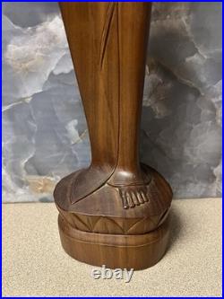 Vintage Hand Carved Wood Balinese Sculpture 24 In Dewi Sri Goddess Of Fertility
