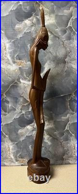 Vintage Hand Carved Wood Balinese Sculpture 24 In Dewi Sri Goddess Of Fertility