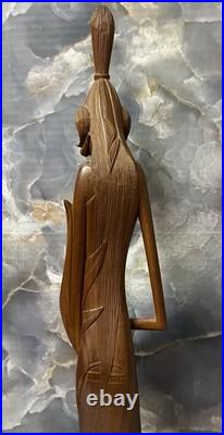 Vintage Hand Carved Wood Balinese Sculpture 24 In Dewi Sri Goddess Of Fertility