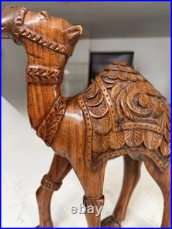 Vintage Hand Carved Wood Camel Sculpture Large
