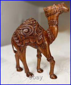 Vintage Hand Carved Wood Camel Sculpture Large