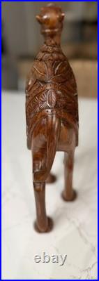 Vintage Hand Carved Wood Camel Sculpture Large
