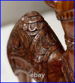 Vintage Hand Carved Wood Camel Sculpture Large