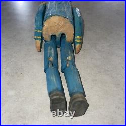 Vintage Hand Carved Wood Carving Boat Captain Sailor Man Moveable Arms Legs 11