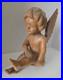 Vintage Hand Carved Wood Cherub Angel Putti Sitting Sculpture Folk Art Large 15