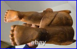 Vintage Hand Carved Wood Cherub Angel Putti Sitting Sculpture Folk Art Large 15