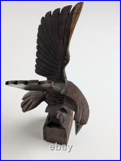 Vintage Hand Carved Wood Eagle Sculpture Flying Bird Folk Art Statue 12
