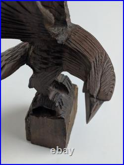 Vintage Hand Carved Wood Eagle Sculpture Flying Bird Folk Art Statue 12 Vintage Hand Carved Wood Eagle Sculpture Flying Bird Folk Art Statue 12