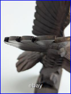 Vintage Hand Carved Wood Eagle Sculpture Flying Bird Folk Art Statue 12