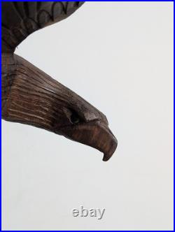 Vintage Hand Carved Wood Eagle Sculpture Flying Bird Folk Art Statue 12