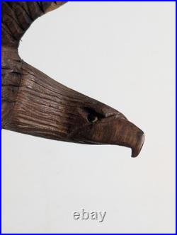 Vintage Hand Carved Wood Eagle Sculpture Flying Bird Folk Art Statue 12