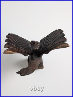 Vintage Hand Carved Wood Eagle Sculpture Flying Bird Folk Art Statue 12