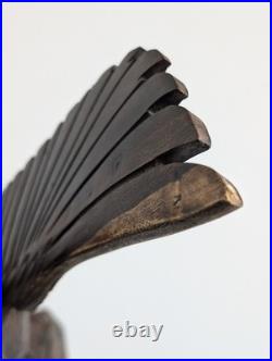 Vintage Hand Carved Wood Eagle Sculpture Flying Bird Folk Art Statue 12