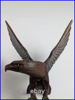 Vintage Hand Carved Wood Eagle Sculpture Flying Bird Folk Art Statue 12