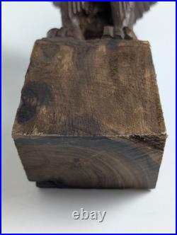 Vintage Hand Carved Wood Eagle Sculpture Flying Bird Folk Art Statue 12