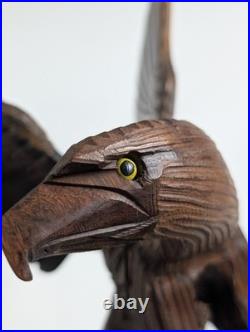 Vintage Hand Carved Wood Eagle Sculpture Flying Bird Folk Art Statue 12