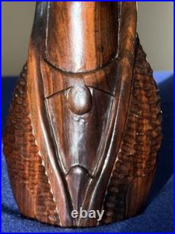 Vintage Hand Carved Wood Female Bust Sculpture Modernist MCM Decor