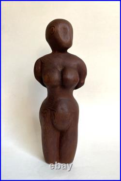 Vintage Hand Carved Wood Female Sculpture 10 Primitive Art