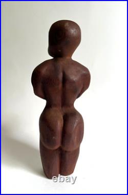 Vintage Hand Carved Wood Female Sculpture 10 Primitive Art
