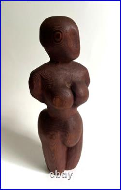 Vintage Hand Carved Wood Female Sculpture 10 Primitive Art