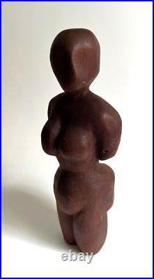 Vintage Hand Carved Wood Female Sculpture 10 Primitive Art