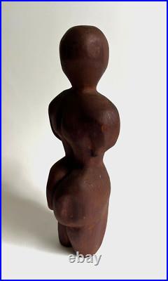 Vintage Hand Carved Wood Female Sculpture 10 Primitive Art