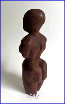 Vintage Hand Carved Wood Female Sculpture 10 Primitive Art