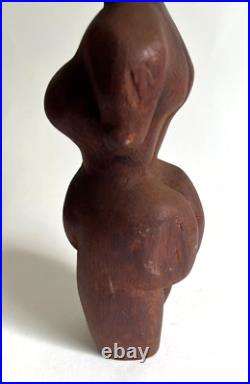 Vintage Hand Carved Wood Female Sculpture 10 Primitive Art