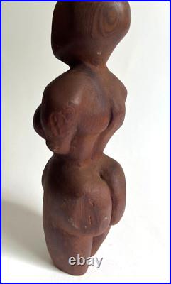 Vintage Hand Carved Wood Female Sculpture 10 Primitive Art