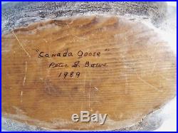 Vintage Hand Carved Wood LARGE CANADA GOOSE Decoy Sculpture PETER BOWE