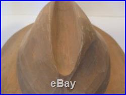 Vintage Hand Carved Wood Life Size Men's Fedora Hat Unusual Sculpture