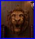 Vintage Hand Carved Wood Lion Head Wall Hanging Art Sculpture Decor