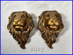 Vintage Hand Carved Wood Lion Head Wall Mount 11 Sculpture Hanging Decor