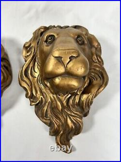 Vintage Hand Carved Wood Lion Head Wall Mount 11 Sculpture Hanging Decor