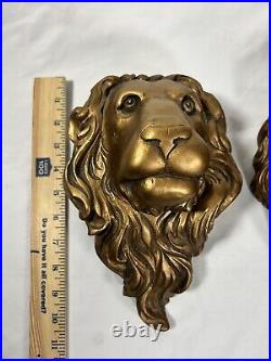 Vintage Hand Carved Wood Lion Head Wall Mount 11 Sculpture Hanging Decor