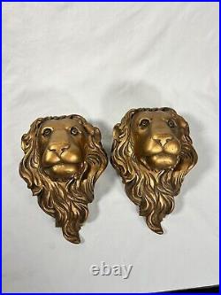 Vintage Hand Carved Wood Lion Head Wall Mount 11 Sculpture Hanging Decor